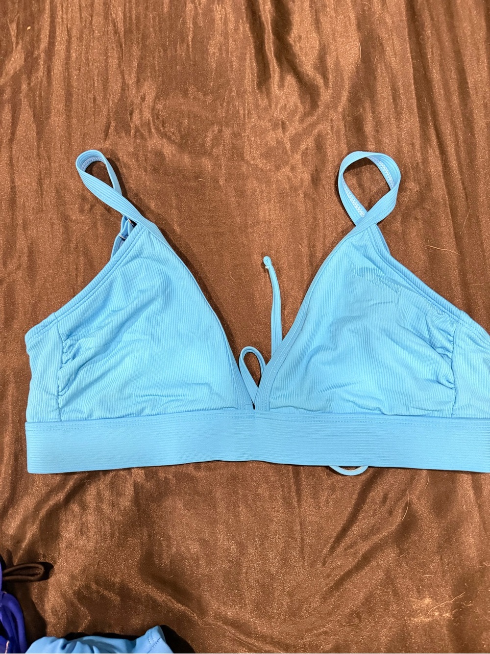 Xhilaration Sky Blue Ribbed Triangle Bikini Top
